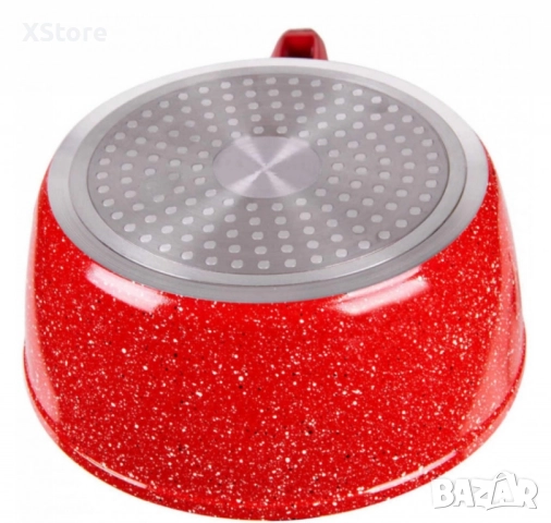 Касерола с капак Voltz, 18см./1.6л., Мраморно покритие, Индукция, Червен, снимка 4 - Съдове за готвене - 52507077