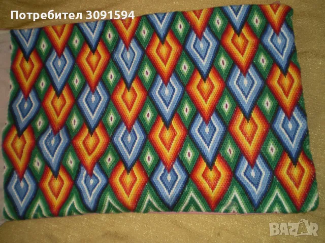 Ретро  ръчно бродирана кълъфка за възглавница многоцветна бродерия