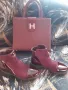 КОМПЛЕКТ СТИЛНИ ЧАНТА И БОТИ В БОРДО като нови, снимка 2