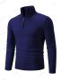Мъжки ежедневен едноцветен пуловер с половин цип и стояща яка, 10цвята - 023, снимка 18