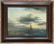 Морски пейзаж с дървена рамка, снимка 2