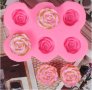 6 рози роза силиконов молд форма декорация торта фондан шоколад гипс , снимка 1 - Форми - 30779987