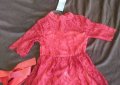 ДЕТСКА РОКЛЯ ДАНТЕЛА   Червена - 3 год. Ново, снимка 2