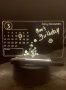 Декоративно, акрилно, прозрачно, LED светещо табло с календар, USB, за съобщения, бележки и др. , снимка 1 - Декорация за дома - 40439588