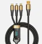 Плетен 3в1 USB кабел /100W/ Fast Charging / Черен / Без опаковка Баркод : 2403929, снимка 3