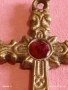 КРАСИВО ОРНАМЕНТИРАН КРЪСТ с КАМЪК РУБИН МНОГО КРАСИВ МОДЕН АКСЕСОАР 26304, снимка 3
