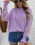 Дамски пуловер с дълъг ръкав с изрязани венчелистчета, 8цвята , снимка 6