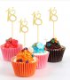 18 години заоблен малък златист брокатен топер украса декор за торта мъфини рожден ден, снимка 1