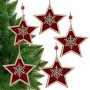 5 броя Дървени коледни звезди със снежинка, 8.5см, снимка 1 - Декорация за дома - 42698839