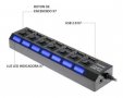 USB Hub, USB хъб разклонител 7 порта с LED диоди, снимка 2