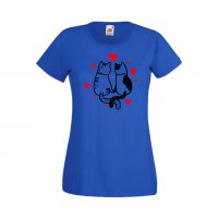 Дамска тениска Свети Валентин Valentine Cat, снимка 2 - Тениски - 35648822