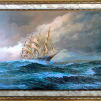 ”Лунна нощ”, морски пейзаж, картина, снимка 17 - Картини - 32253661