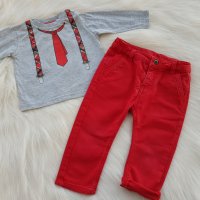Коледен сет панталон и блуза  6-9 месеца , снимка 2 - Комплекти за бебе - 30781017