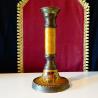 Старинен бронзов свещник,емайл. , снимка 2 - Антикварни и старинни предмети - 30562947