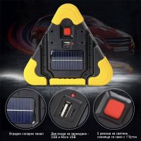 Соларен фенер за автомобил с 5 LED режима тип триъгълник за кола, снимка 4 - Соларни лампи - 31187136