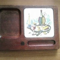 Дървена и порцеланова поставка за прибори и топли съдове, снимка 2 - Антикварни и старинни предмети - 36619534
