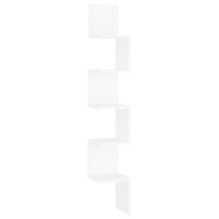 vidaXL Стенен ъглов рафт, бял, 20x20x127,5 см, ПДЧ（SKU:807277, снимка 1 - Други - 44654615