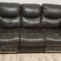Кожен диван с релакс механизми, снимка 1 - Дивани и мека мебел - 40171533