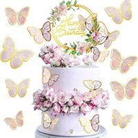 10 бр картонени пеперуди украса декор за торта мъфини кексчета, снимка 1 - Други - 44247394