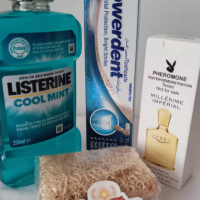 Промо комплект 939-вода за уста Listerine 250 ml.,парфюм CR,паста за зъби и др., снимка 1 - Други - 44693078