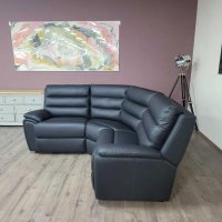 Черен кожен ъглов диван La-z-boy, снимка 5 - Дивани и мека мебел - 42514958