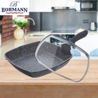 Тиган грил с капак Bohmann BH 1002-24MRB, 24см., Mраморно покритие, снимка 1 - Съдове за готвене - 44166967