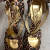 Уникални нови секси леопардови официални сандали на висок ток 40.5 номер , снимка 12 - Сандали - 36969249