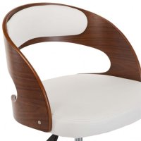 Въртящ офис стол, бял, извито дърво и изкуствена кожа, снимка 7 - Столове за офис - 40384278