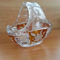 Кристална кошница купа цветен кристал, снимка 1 - Антикварни и старинни предмети - 29702522
