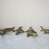 4 бр колекция гущер саламандър влечуго рептилия месинг бронз метал, снимка 5 - Статуетки - 29741896