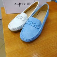 Дамски мокасини м. 9554 бяли и сини, снимка 1 - Дамски ежедневни обувки - 40112453