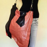 #Асиметрична #дамска #чанта от #естествена #кожа + #подарък! Ръчна изработка!, снимка 7 - Чанти - 33690464
