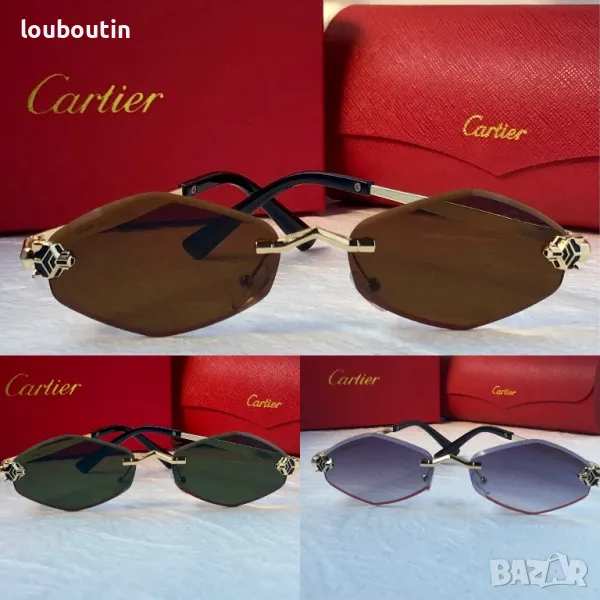 Cartier 2024 дамски слънчеви очила ромб 3 цвята, снимка 1