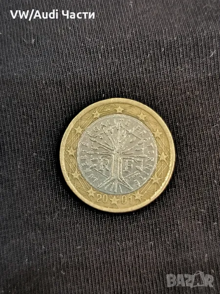 Монета 1 евро Франция 2001г. минт 1 Euro France 2001, снимка 1