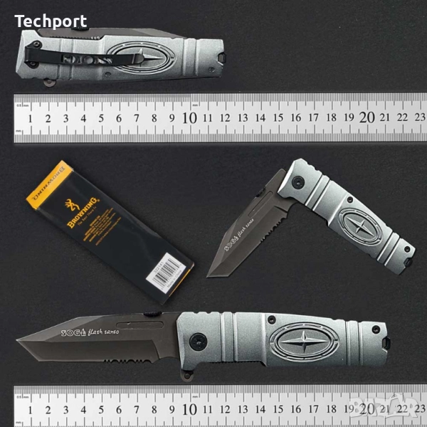Ловен сгъваем / Туристически нож в кутия Browning, снимка 1