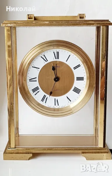 Будилник Seiko quartz от месинг и стъкло , снимка 1