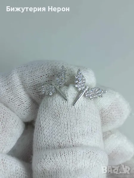 Сребърни обеци с камъни родирани, снимка 1