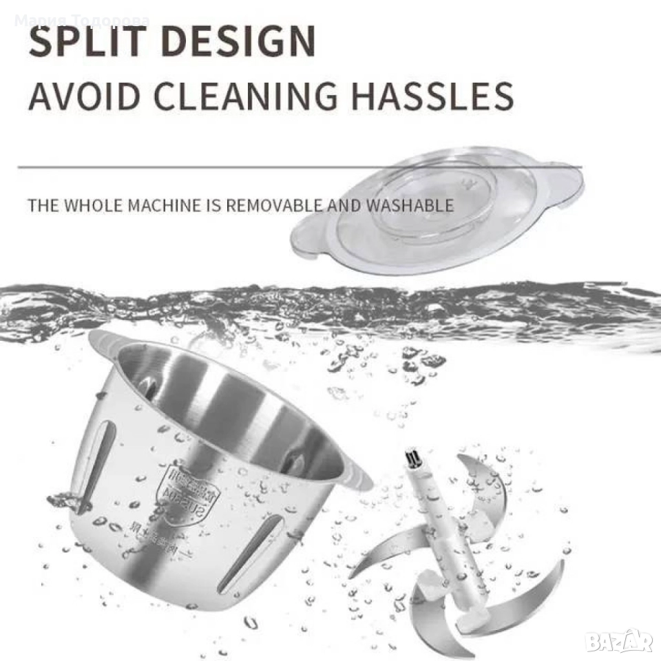 Висококачествен електрически чопър за смилане на месо,ядки и зеленчуци с обем 3 литра, снимка 1