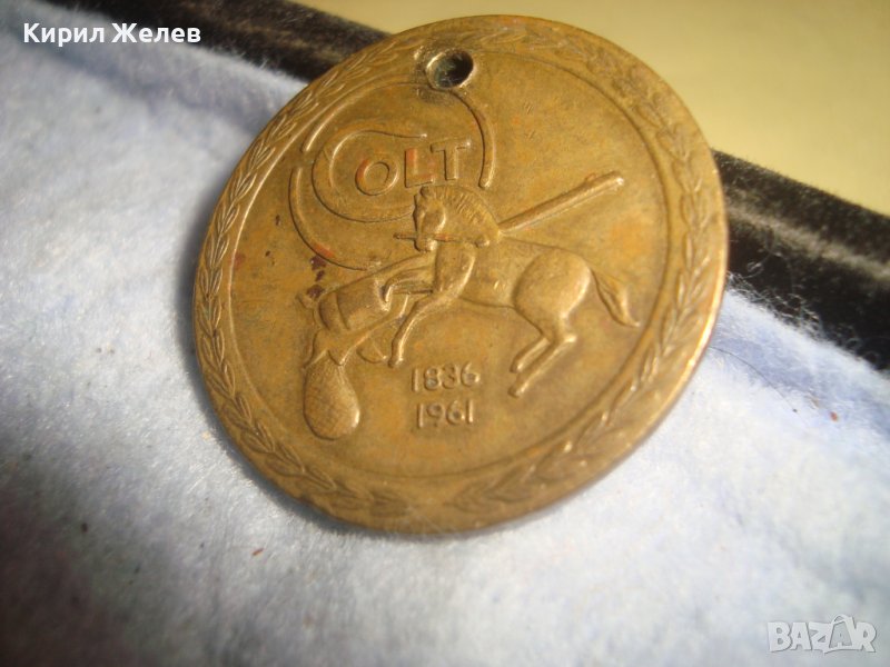 COLT 1836-1961 125th ANNIVERSARY Стар ЮБИЛЕЕН МЕДЕН ЖЕТОН за ПАТЕНТОВАНЕТО на РЕВОЛВЕР КОЛТ 30209, снимка 1