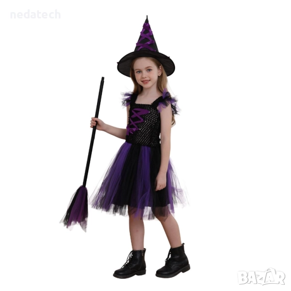 Детски карнавален костюм Вещица, ръст 88-104 см, снимка 1