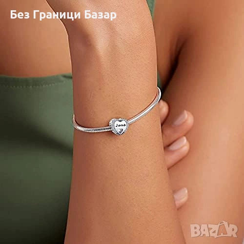 Нова висулка за гривна Чарм за Pandora сърце с александрит камък Рожден ден юни месец, снимка 1