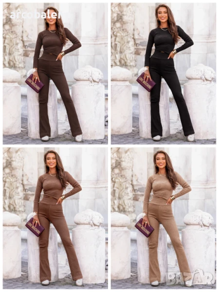 Дамски комплект от блуза и панталон Polisena с оребрен дизайн, 4цвята , снимка 1