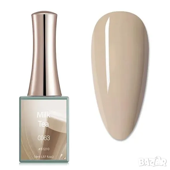 РАЗПРОДАЖБА! - Бежов гел лак Canni Milk Tea 16 ml, снимка 1