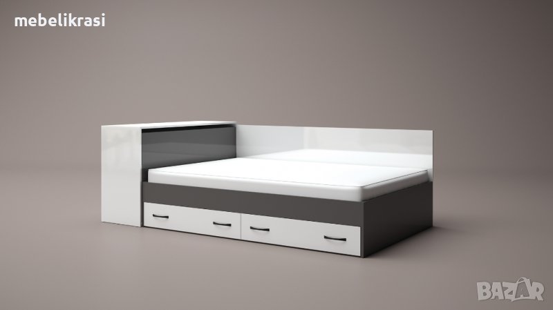 Приста с чекмеджета и ракла, в  антрацит гланц/ бяло гланц, снимка 1