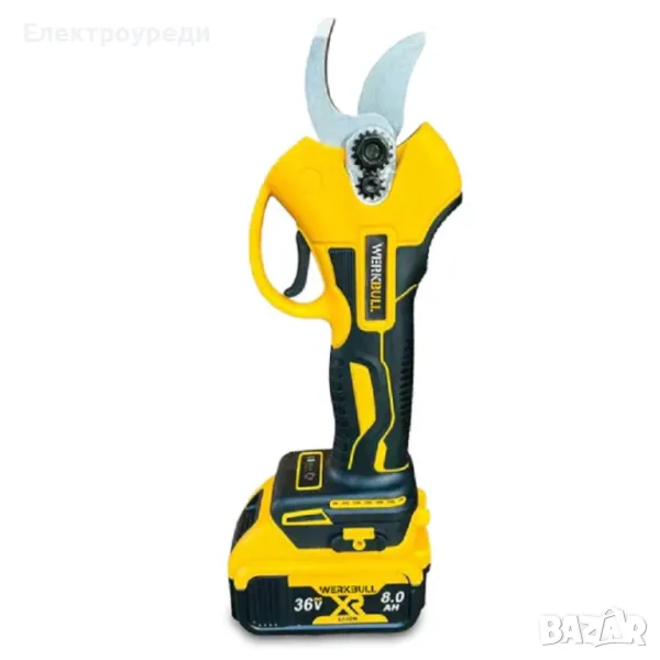 Професионална Акумулаторна Безчеткова Лозарска Ножица WerkBull Germany® /36V, 8Ah/ + две батерии, снимка 1