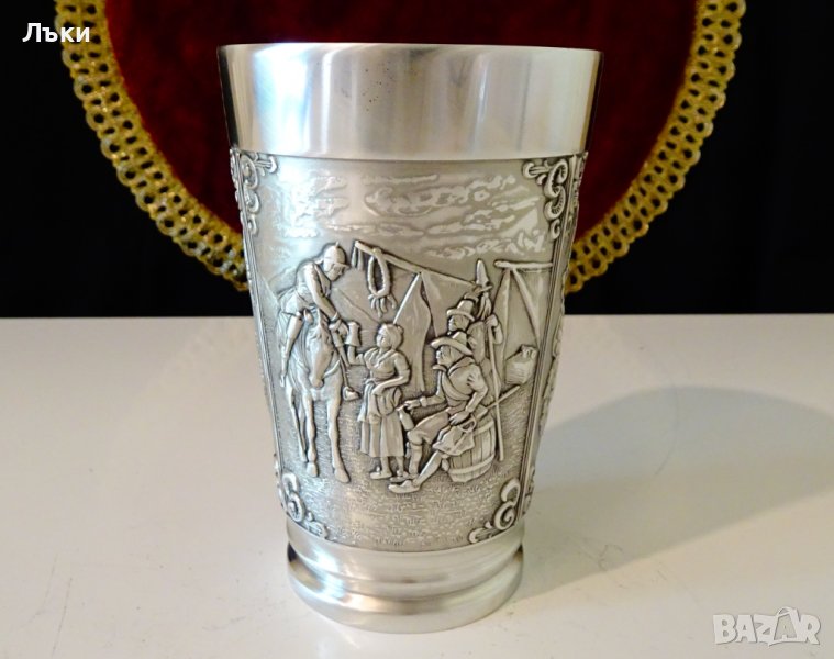 Чаша,халба от калай,ловна тема,350 мл. , снимка 1