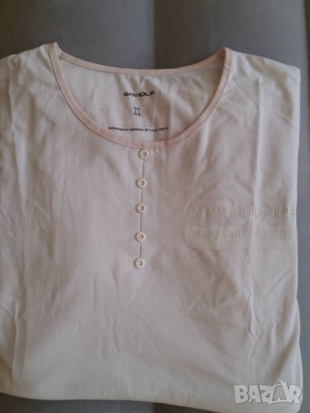 Мъжка бяла лятна блуза фланелка Saviola XL, снимка 1