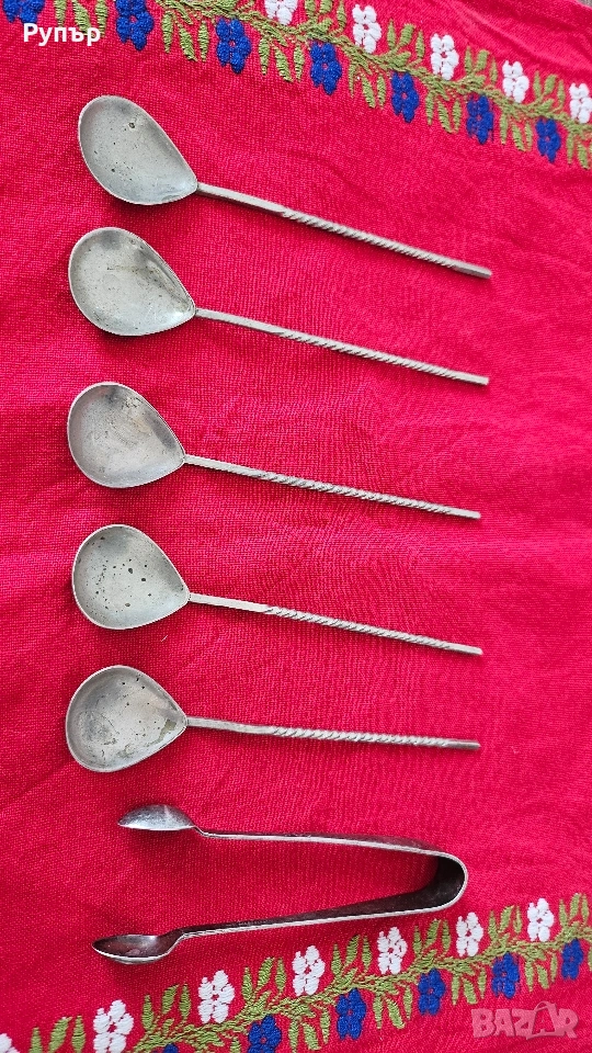 Старинни лъжчки и щипка за лед, снимка 1