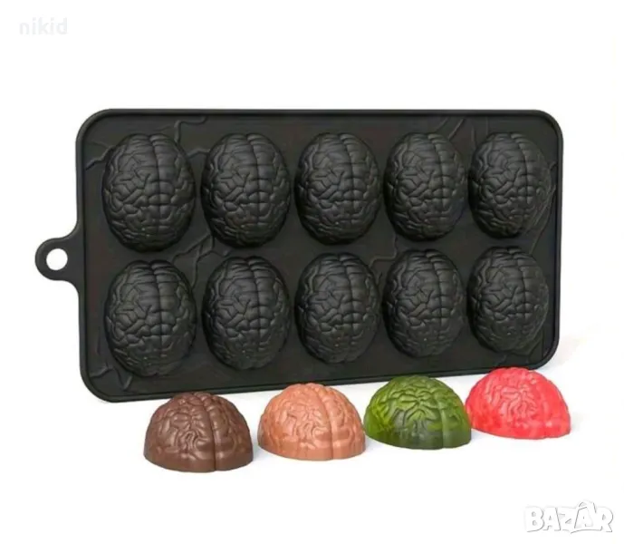 10 малки мозък силиконов молд форма фондан шоколад гипс бонбон бонбони декор, снимка 1