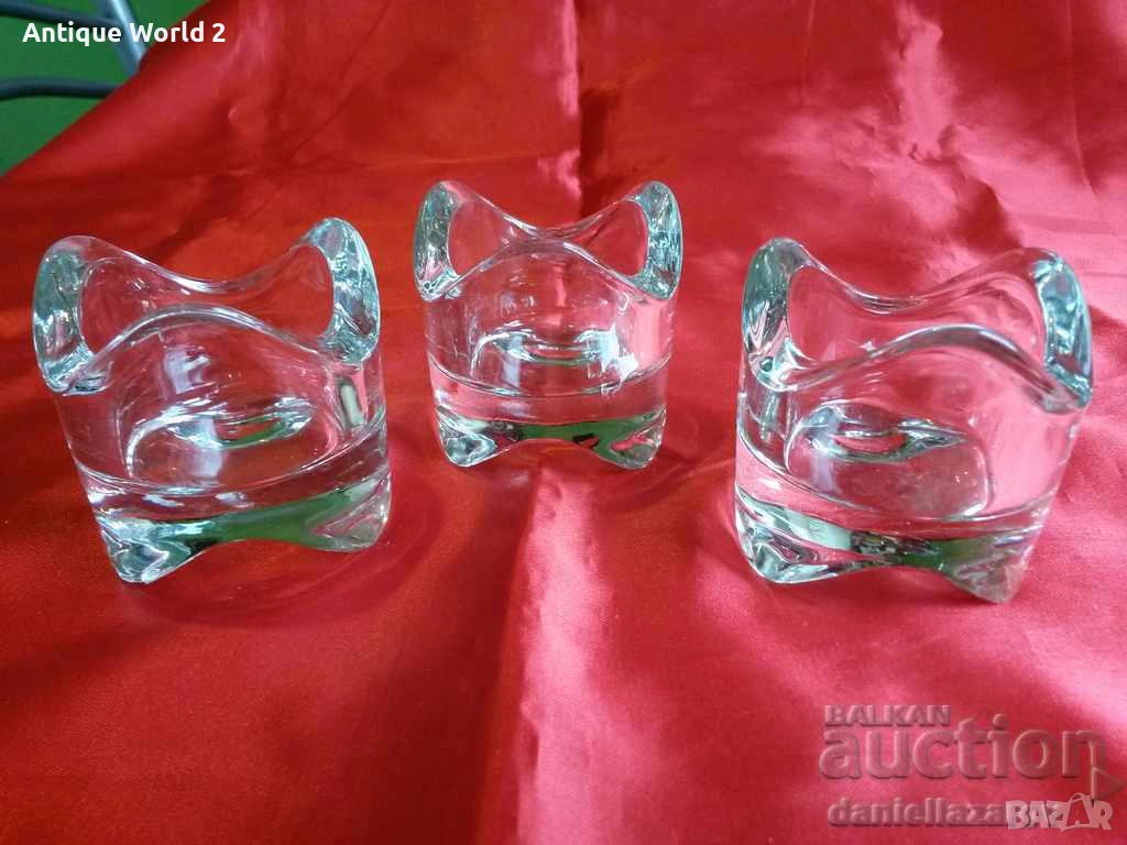 Комплект Шведски Свещници КРИСТАЛНО Стъкло, снимка 1